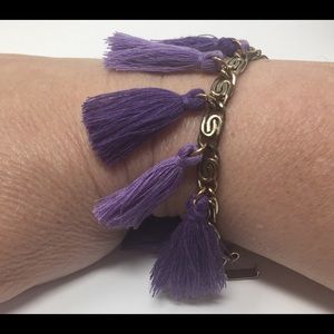 SOLD    Gold Greek Key and Purple TASSEL Bracelet